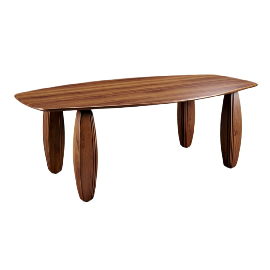 **Moderne Ovale Houten Eettafel met Unieke Poten**