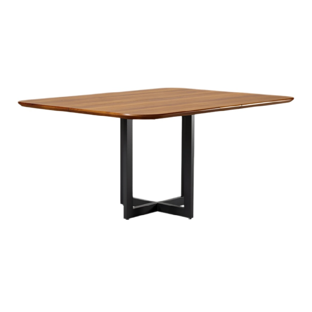 **Eettafel van Hout met Stalen Onderstel**
