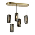 "Moderne Hanglamp met Vijf Onderdelen en Gouden Afwerking"