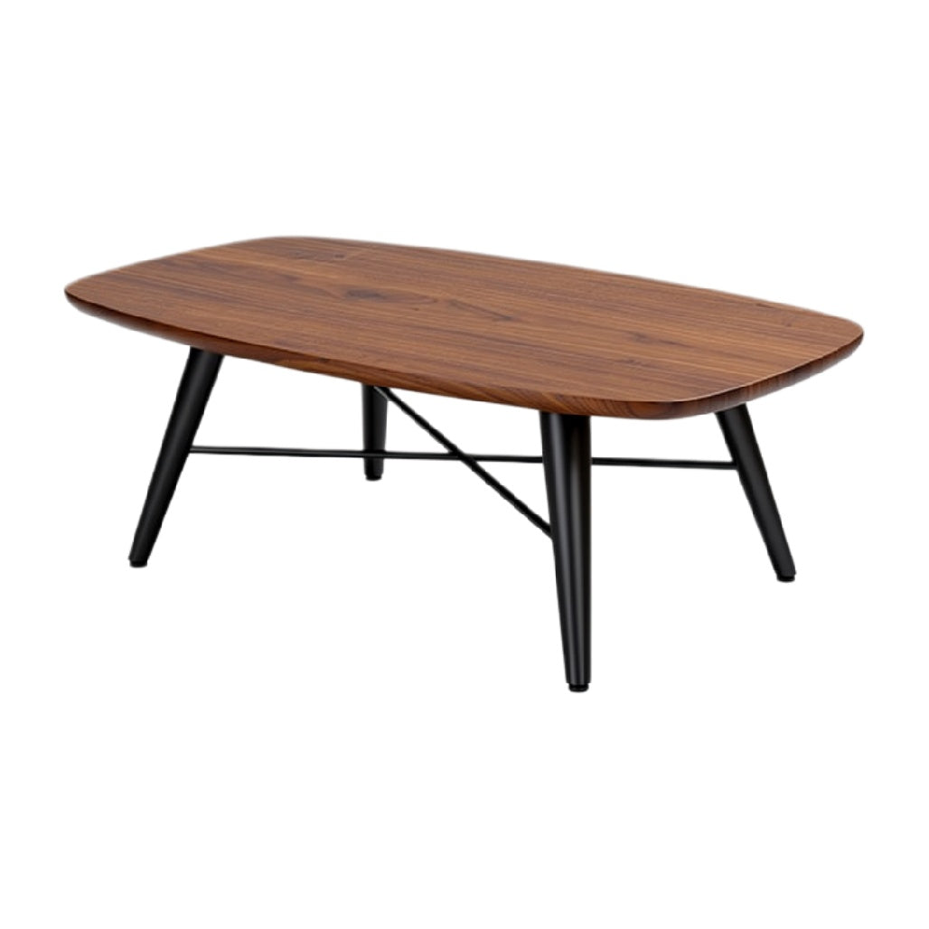 "Moderne Eiken Salontafel met Zwarte Houten Poten"
