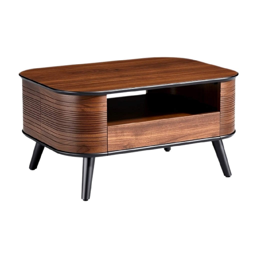 Moderne Houten Salontafel met Open Opbergruimte en Strakke Poten