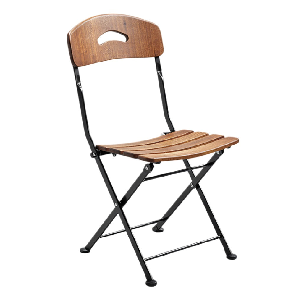 Vouwstoel met houten zitting en metalen frame